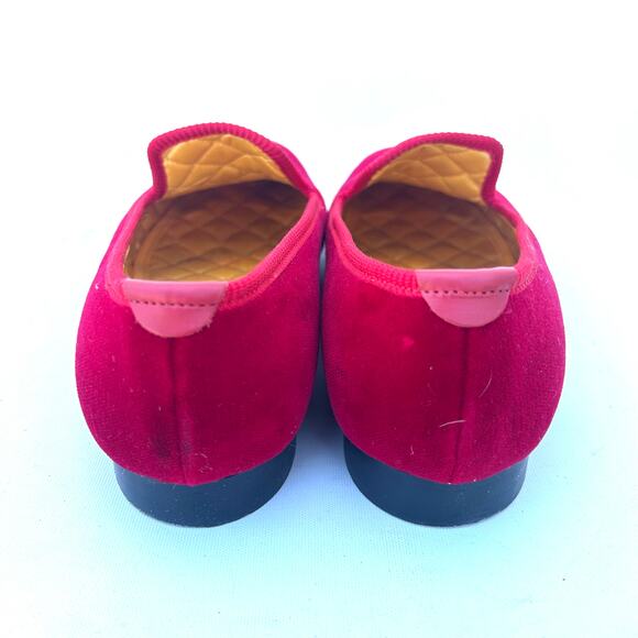 Shipton & Heneage Men’s Velvet Smoking Slippers Loafers Red Crown Quilt US 9 - Picture 6 of 8